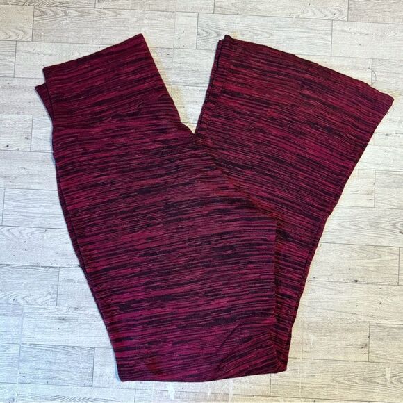 Retro, Red, Sheer, Fold Over Waist, Flare Yoga, Lounge Pants - Picture 7 of 10